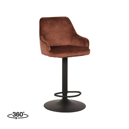 LABEL51 Barkruk Fender - Oranje Velvet - Zithoogte 64–84cm