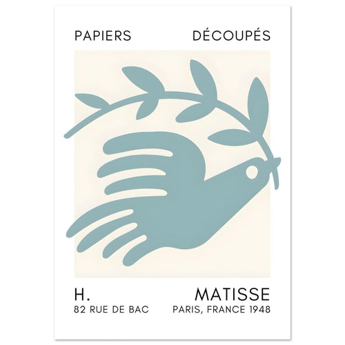 Artfulprints  Matisse – Peace dove turquoise   poster A4 21x29.7 cm - vtwonen shop