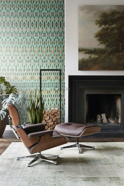 Origin Wallcoverings fotobehang coco ikat turquoise - 150 x 279 cm - 356902 - vtwonen shop