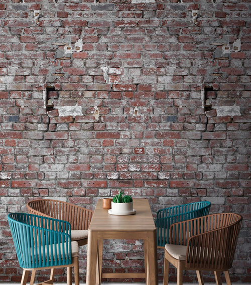 One Wall one Role fotobehang steen rood, grijs, wit en zwart - 159 x 280 cm - AS-383371 - vtwonen shop