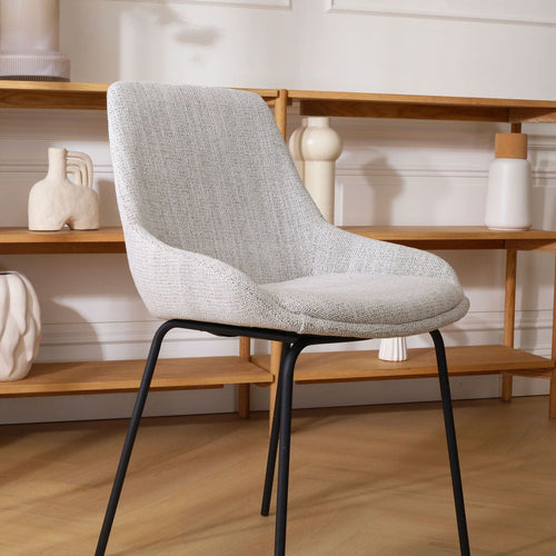 Nolon Nora-Isa Eetkamerstoel Beige Gemêleerd - Stof - Zwart Onderstel - vtwonen shop