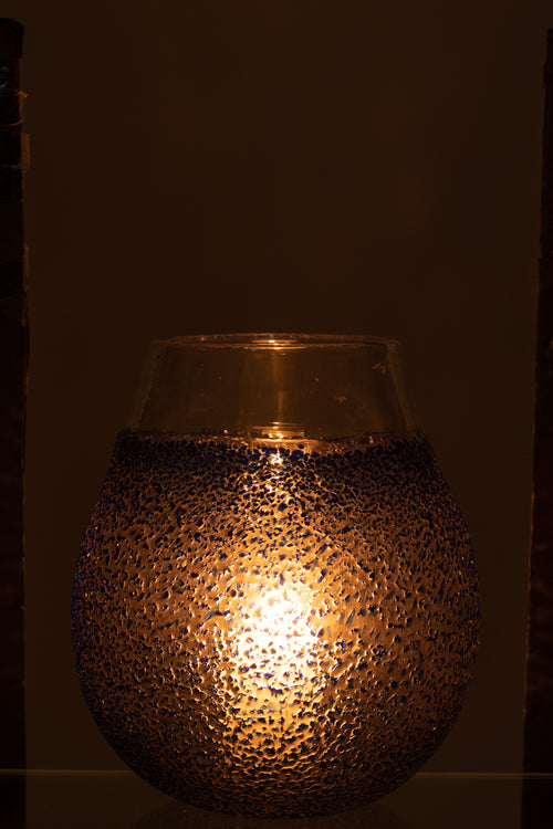 J-Line windlicht Santorini - glas - blauw