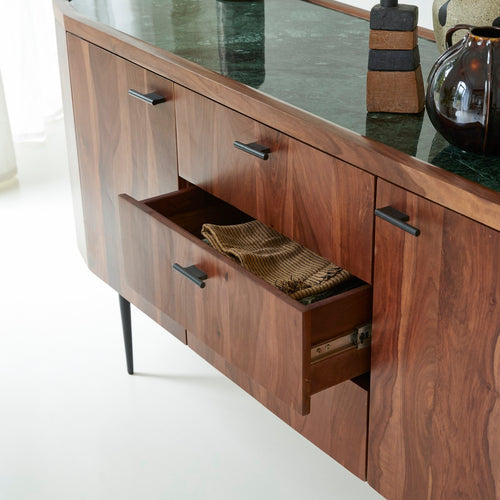 Tikamoon Massief palissander en marmeren buffet 175 cm - Bruin - vtwonen shop