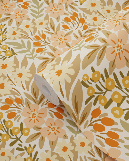 ESTAhome behang bloemen terracotta - 50 x 900 cm - 131449 - vtwonen shop