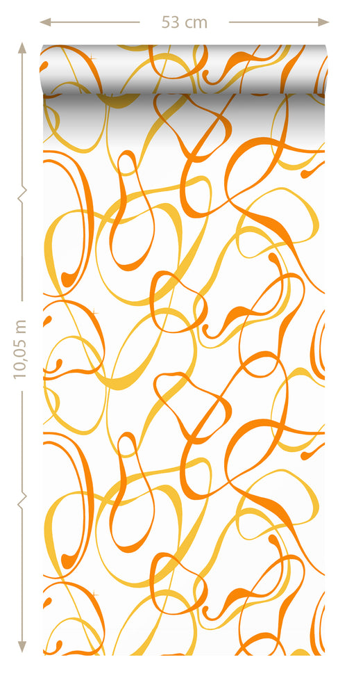 Sanders & Sanders behang figuratief motief wit, geel en oranje - 50 x 900 cm - 935275