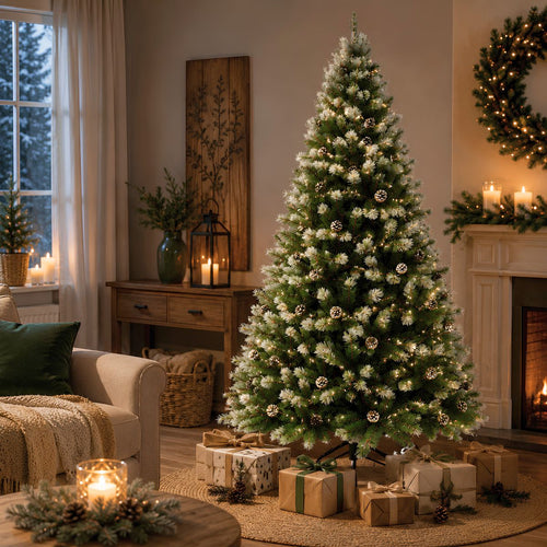 Triumph Tree Pittsburgh Kerstboom - Kerstversiering met Dennenappels en Witte Bevroren Takpunten - Kunstboom met Realistische Groene Naaldjes - H185 x