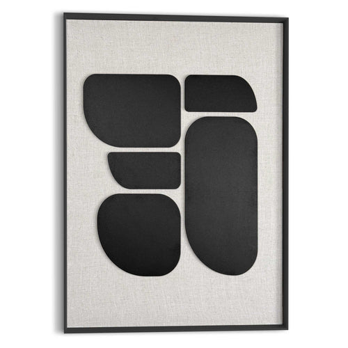 Reinders Organic Blocks Linen Black schilderij 3d art -  zwart - woonkamer - 70x50cm