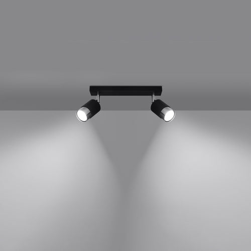 Sollux Lighting Plafondlamp NERO 2 zwart/chroom - 30x5x18cm