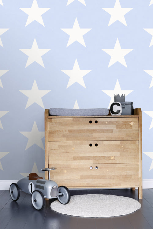ESTAhome behang sterren babyblauw - 53 cm x 10.05 m - 136453