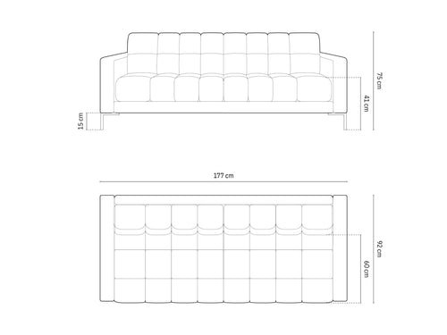 Cosmopolitan Design Bank Bali 3-zits, structurele stof, baksteen - 96x177x75cm