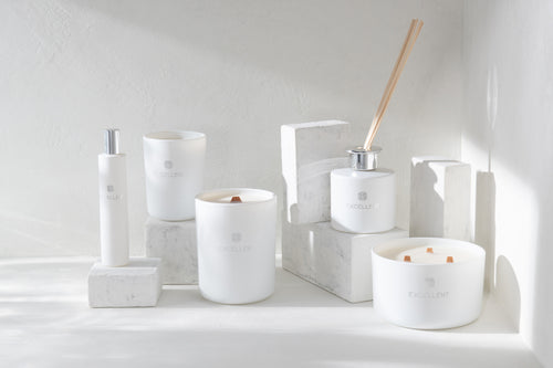 J-Line geurstokjes Excellent - Golden Honey - glas - wit