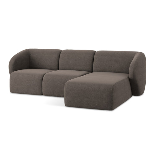 LaMiaSofa hoekbank rechts Cervo - bouclé - chocolade - 248x166x100