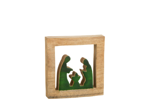 J-Line decoratie Kerststal Vierkant - hout - groen/naturel - large - vtwonen shop