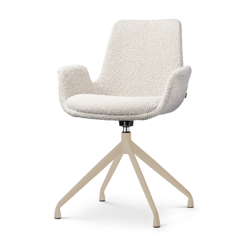 Nolon Nola-Eef draaibare eetkamerstoel bouclé beige beige onderstel
