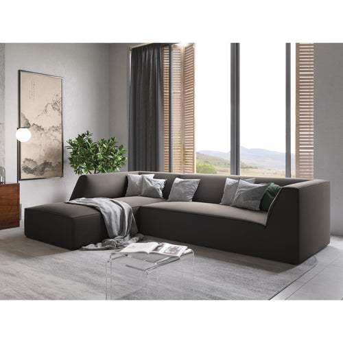 Cosmopolitan Design - Modulaire hoekbank links Siena 4-zits, flueel donkergrijs - 180x273x69cm