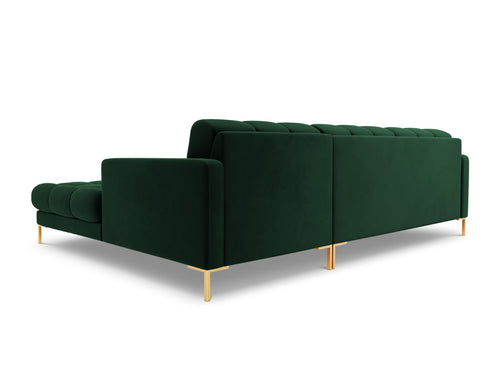 Cosmopolitan Design rechter hoekbank Bali 5-zits, flueel, flessengroen - 185x293x75cm