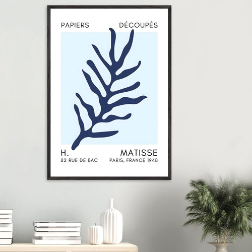 Artfulprints Poster Matisse – Ocean flora navy blue I   - 30x40 cm - Blauw