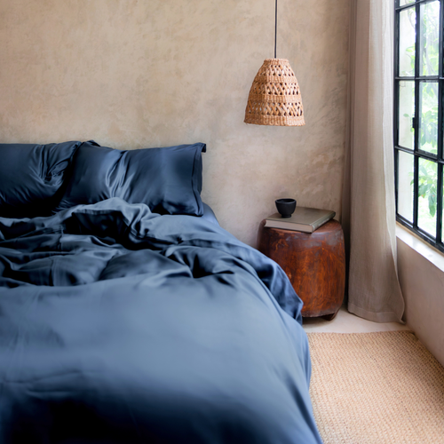 Coco & Cici - TENCEL - Sateen Dekbedovertrek Donker Blauw - 260x220 + 2 kussenslopen 60x70