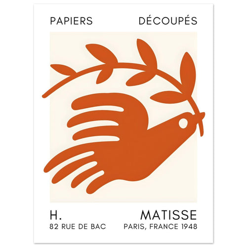 Artfulprints  Matisse – Peace dove orange   poster 30x40 cm - vtwonen shop