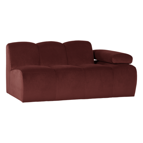 WOOOD 1,5-zits bank arm rechts Mojo - Velvet - Kastanjebruin - 74x164x97