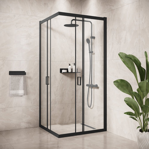 Badplaats Douchecabine Dakota 80 x 80 x 190 cm – Zwart – Douchewand met Schuifdeur