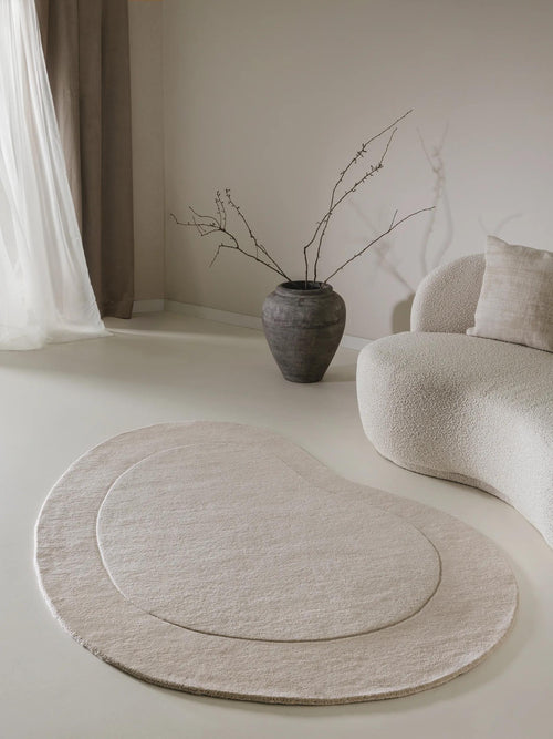 benuta wollen vloerkleed Shape - crème - 140x200 cm