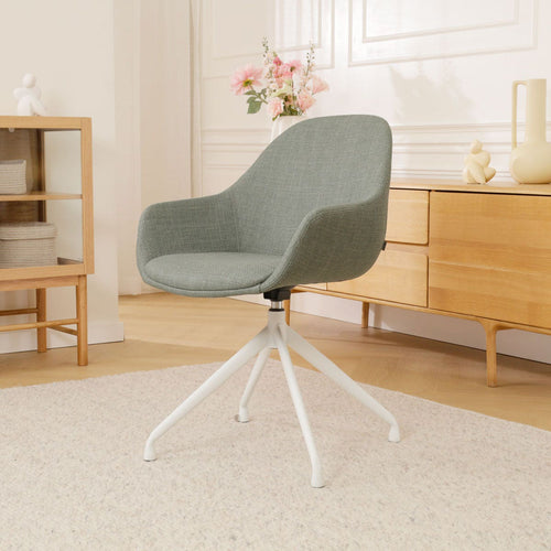 Nolon Nola-Mae Eetkamerstoel Saliegroen - Draaibaar Wit Onderstel - vtwonen shop