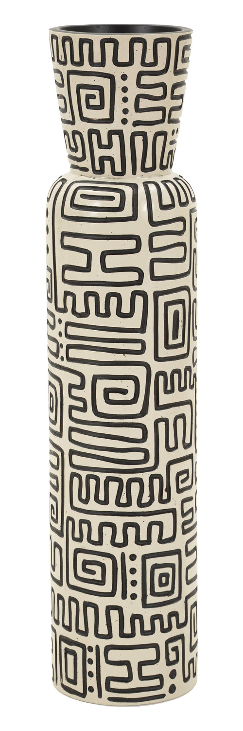 Mauro Ferretti vaas - Ø 16x86 cm - beige/zwart