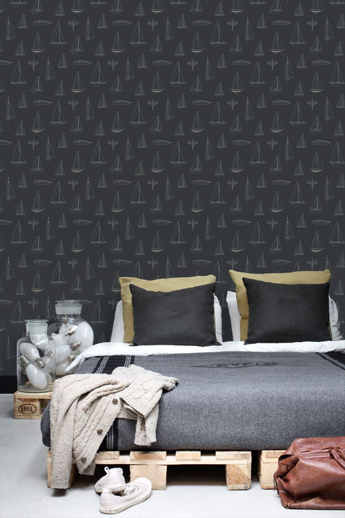 ESTAhome behang boten antraciet grijs - 50 x 900 cm - 132089