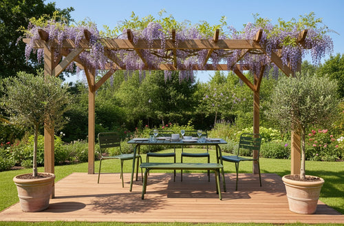 MaximaVida metalen tuinset Max 150 cm olijfgroen - 4-delig bank zonder rugleuning - vtwonen shop