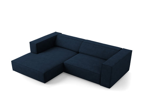 Cosmopolitan Design linker hoekbank Arendal 3-zits, chenille met ribbeleffect, koningsblauw - 166x224x70cm