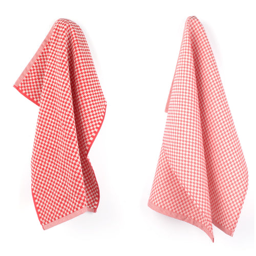 Luxe Keukendoek en Theedoek Kleine Ruit Rood - Bunzlau Castle - 100% biologisch GOTS katoen