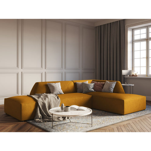 Cosmopolitan Design - Modulaire hoekbank rechts Siena 4-zits, ribfluwelen geel - 180x273x69cm