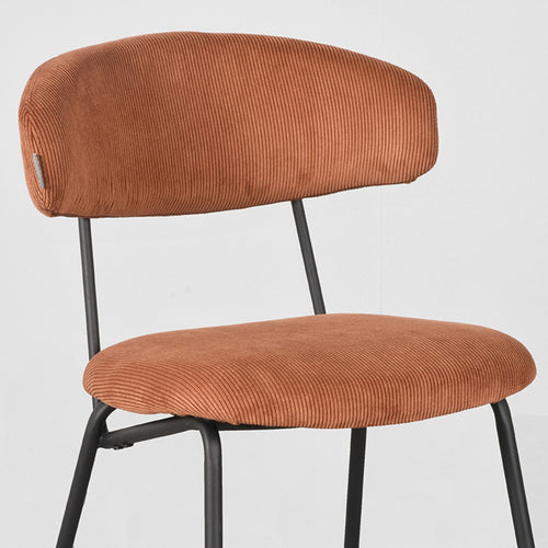 LABEL51 Eetkamerstoel Zack - Oranje Ribstof - Zithoogte 48cm - Set van 2