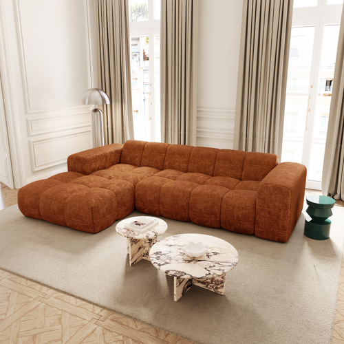 Premium Interiors - Linkerhoekbank BLOOM - gewaafd fluweel terracotta 290cm