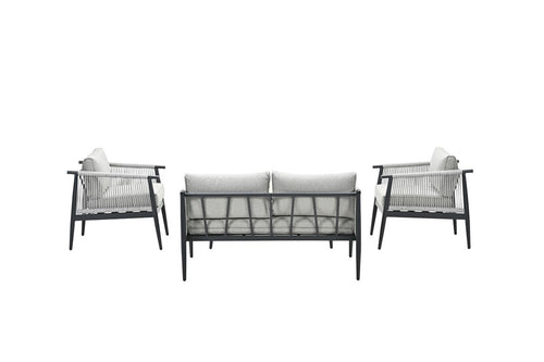 Aloha loungeset - 4-delig - carbon black - zand - light teak Vironwood