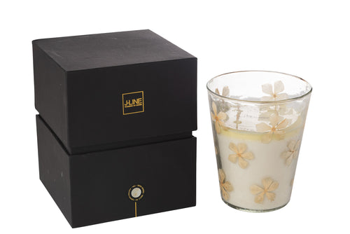 J-Line geurkaars Bloemen - Tender Rose - glas - transparant - large - 75U