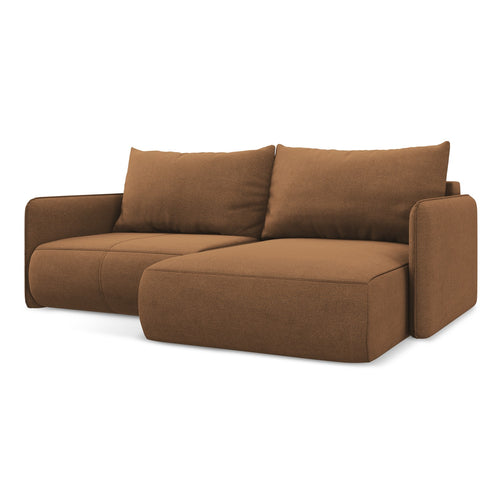 LaMiaSofa hoekbank rechts Palermo - textuurstof - terracotta - 207x148x86