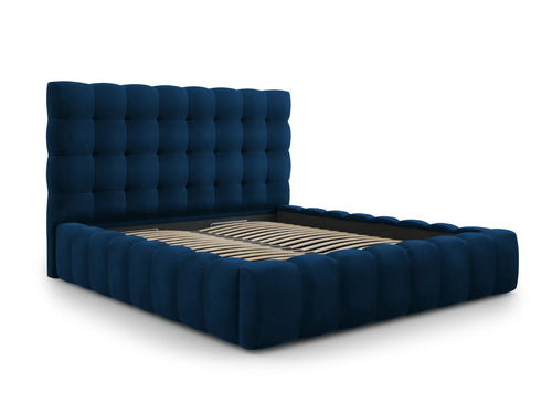 Cosmopolitan Design Opbergbed met hoofdeinde Bali 140x200cm, flueel, koningsblauw - 230x165x125cm
