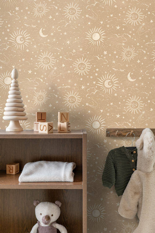 ESTAhome behang sterrenhemel beige - 50 x 900 cm - 132081