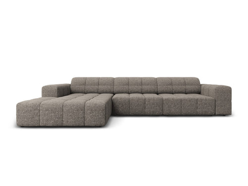 Cosmopolitan Design linker hoekbank Chicago 4-zits, chenille grijs - 167x294x78cm
