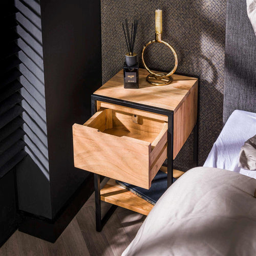 Giga Meubel Nachtkastje Straight - Naturel Acaciahout - 30x30x55cm - vtwonen shop
