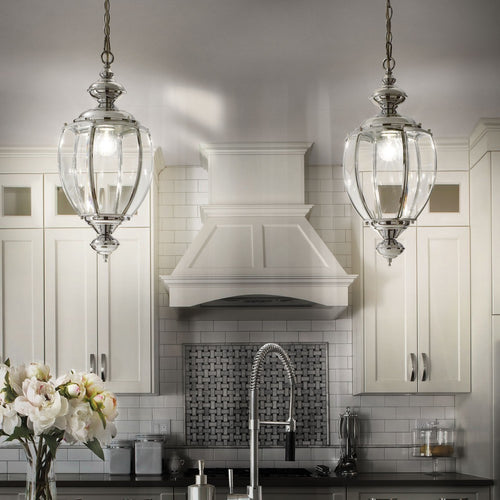 Ideal Lux Norma - 1 Lichts Plafond Lantaarn Chroom Glas, E27