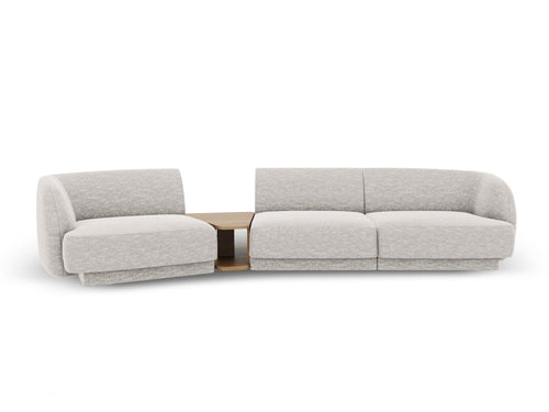 Micadoni linker modulaire bank Miley 3-zits, structurele stof geld - 126x303x70cm