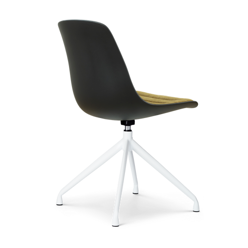 Nolon Nola-Liv draaibare eetkamerstoel zwart met mosgroen zitkussen - wit onderstel