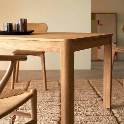 Tikamoon Uitschuifbare massief teakhouten tafel voor 8-10 personen. - Naturel