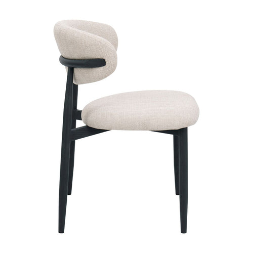 Giga Meubel Eetkamerstoel Alexia - Beige/Zwart - 52x56x77cm - Set van 2