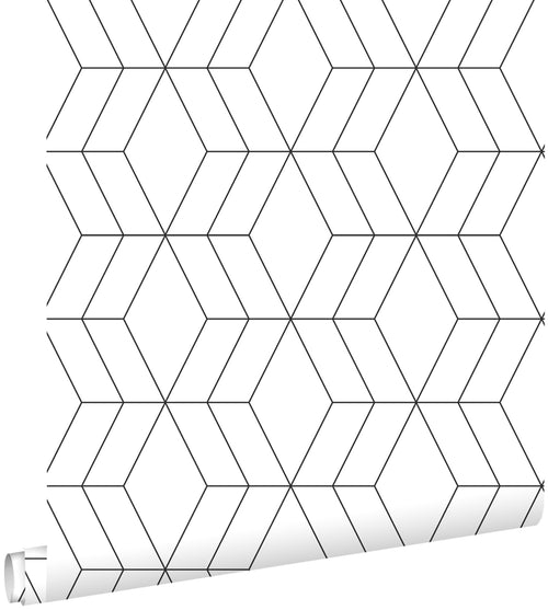 ESTAhome behang art deco motief wit en zwart - 53 cm x 10.05 m - 139149