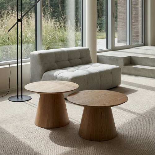 Furnhouse salontafel set Tango - Natuurlijk eikenhout - Ø 60/80 cm