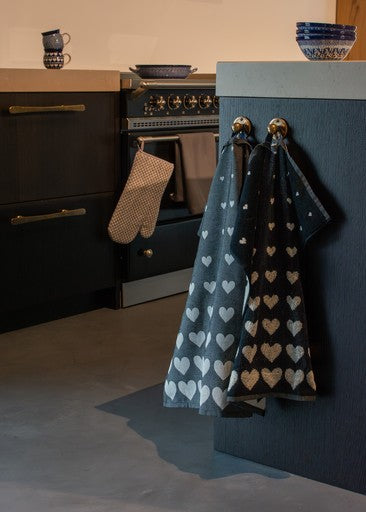 Luxe Keukendoek en Theedoek Hart Antraciet - Bunzlau Castle - 100% biologisch GOTS katoen